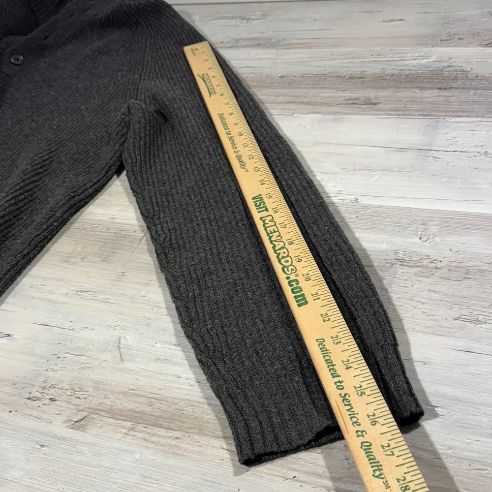 Banana Republic Sweater Charcoal Grey 1/4 Button Pullover Merino Wool Italian XL